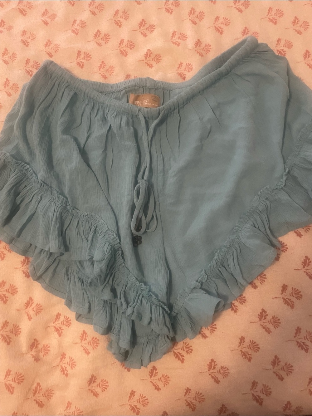 Free-est People Ruffle Hem Gauze Shorts/ S/ Teal